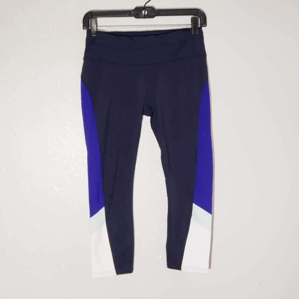 Athleta Womens Sonar Cropped Leggings Black Purple‎